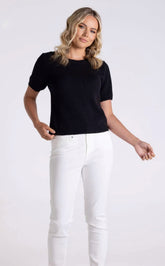 Two T’s Boucle Knitted Top -  Black